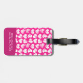 Modern Roze en Wit Doodled Heart Valentijn Naam Bagagelabel (Achterkant horizontaal)