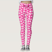 Modern Roze en Wit Doodled Heart Valentijn Naam Leggings (Voorkant)