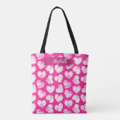 Modern Roze en Wit Doodled Heart Valentijn Naam Tote Bag (Achterkant)