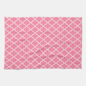 Modern Roze en Wit Marokkaanse Quatrefoil Theedoek (Horizontaal)