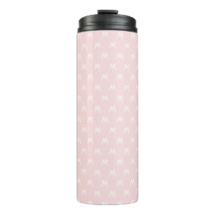 Modern Roze en Wit Monogram Thermosbeker