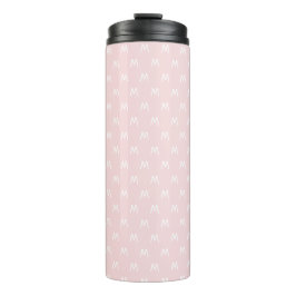 Modern Roze en Witte Monogram Thermosbeker