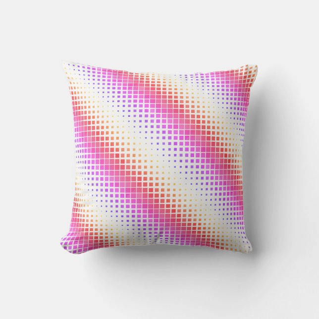 Modern roze en witte Pixel Stripe Kussen (Voorkant)