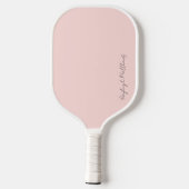 Modern roze en witte streep monogram pickleball paddle (Achterkant)