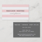 Modern Roze en Witte Vetgedrukte Strepen Visitekaa Visitekaartje (Voorkant / Achterkant)