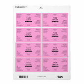 Modern roze en zwart 2 OZ druppelaar flesetiket Etiket (Full Sheet)