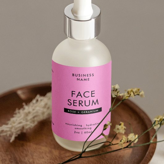 Modern roze en zwart 2 OZ druppelaar flesetiket Etiket