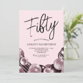 Modern Roze en Zwart 50ste verjaardag Kaart (Staand voorkant)