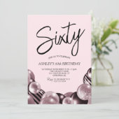 Modern Roze en Zwart 60ste verjaardag Kaart (Staand voorkant)