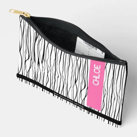 Modern roze en zwart gepersonaliseerd etui (Open)