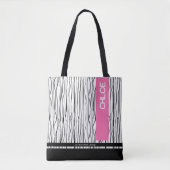 Modern roze en zwart gepersonaliseerd tote bag (Voorkant)