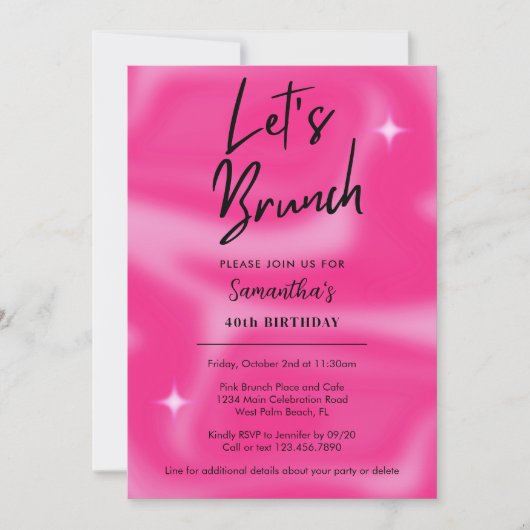 Modern Roze en Zwart Laten we elke Evenementenfees Kaart (Voorkant)