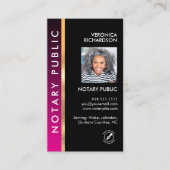 Modern roze en zwart Notaris QR Code Foto I.D. Visitekaartje (Voorkant)