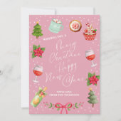Modern Roze Feestelijk Vrolijk Kerstfeest en Nieuw Feestdagenkaart (Voorkant)