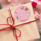 Modern Roze Feestelijk Vrolijk Kerstfeest en Nieuw Ronde Sticker