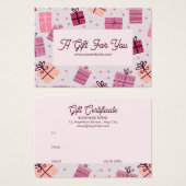 Modern roze feestelijke zakelijke cadeaubon visitekaartje (Voorkant /achterkant)