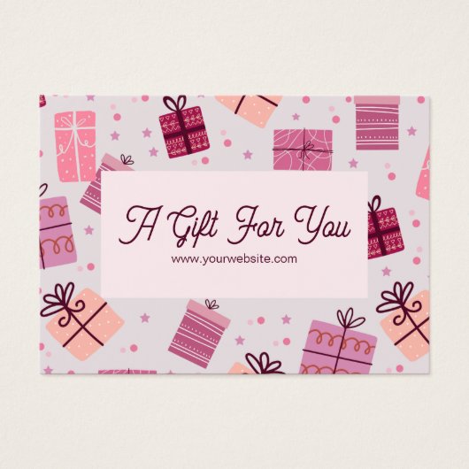 Modern roze feestelijke zakelijke cadeaubon visitekaartje (Voorkant)