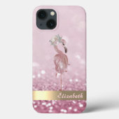 Modern roze flamingo flower glitter Bokeh Case-Mate iPhone Case (Achterkant)