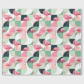 Modern roze flamingo Geometric Girly Chic Pattern Cadeaupapier (Vlak)