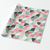 Modern roze flamingo Geometric Girly Chic Pattern Cadeaupapier (Uitgerold)