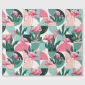 Modern roze flamingo Geometric Girly Chic Pattern Cadeaupapier (Vlak)