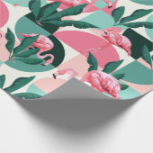 Modern roze flamingo Geometric Girly Chic Pattern Cadeaupapier (Hoek)