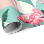 Modern roze flamingo Geometric Girly Chic Pattern Cadeaupapier (Rol Hoek)