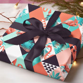 Modern roze flamingo Geometric Girly Chic Pattern Cadeaupapier