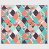 Modern roze flamingo Geometric Girly Chic Pattern Cadeaupapier (Vlak)