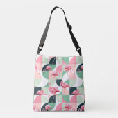 Modern roze flamingo Geometric Girly Chic Pattern Crossbody Tas (Achterkant)