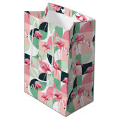 Modern roze flamingo Geometric Girly Chic Pattern Medium Cadeauzakje (Voorkant Gekanteld)