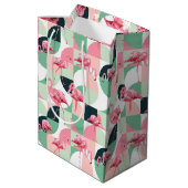 Modern roze flamingo Geometric Girly Chic Pattern Medium Cadeauzakje (Achterkant Gekanteld)