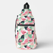 Modern roze flamingo Geometric Girly Chic Pattern Sling Bag (Voorkant)
