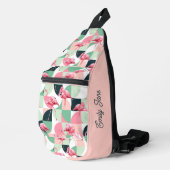 Modern roze flamingo Geometric Girly Chic Pattern Sling Bag (Rechterhoek)