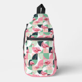 Modern roze flamingo Geometric Girly Chic Pattern Sling Bag (Voorkant)