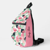 Modern roze flamingo Geometric Girly Chic Pattern Sling Bag (Rechterhoek)