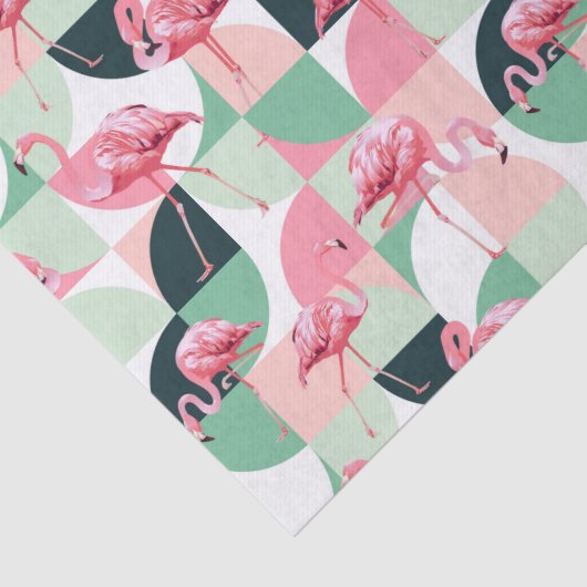 Modern roze flamingo Geometric Girly Chic Pattern Tissuepapier (Detail)