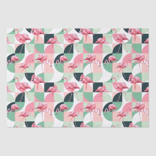 Modern roze flamingo Geometric Girly Chic Pattern Tissuepapier (Voorkant)
