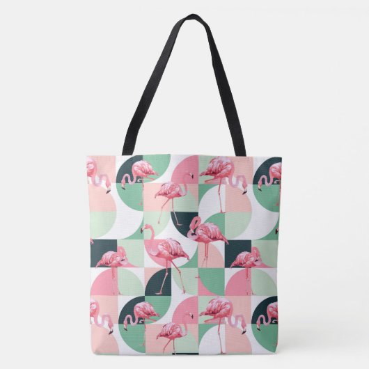 Modern roze flamingo Geometric Girly Chic Pattern Tote Bag (Voorkant)