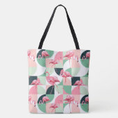 Modern roze flamingo Geometric Girly Chic Pattern Tote Bag (Achterkant)