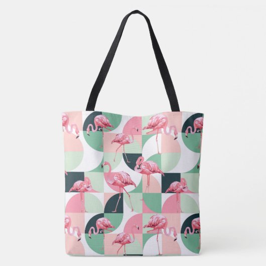 Modern roze flamingo Geometric Girly Chic Pattern Tote Bag (Achterkant)