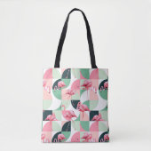 Modern roze flamingo Geometric Girly Chic Pattern Tote Bag (Voorkant)