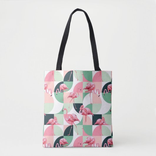 Modern roze flamingo Geometric Girly Chic Pattern Tote Bag (Voorkant)