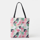 Modern roze flamingo Geometric Girly Chic Pattern Tote Bag (Achterkant)