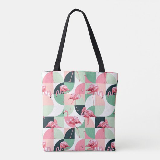 Modern roze flamingo Geometric Girly Chic Pattern Tote Bag (Achterkant)