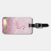 Modern roze flamingo Glitter Bokeh - Gepersonalise Bagagelabel (Voorkant horizontaal)