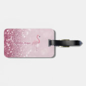 Modern roze flamingo Glitter Bokeh - Gepersonalise Bagagelabel (Achterkant horizontaal)