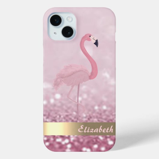 Modern roze flamingo Glitter Bokeh - Gepersonalise Case-Mate iPhone Case (Achterkant)