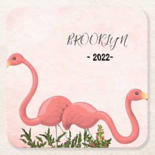 Modern Roze Flamingo Kartonnen Onderzetters
