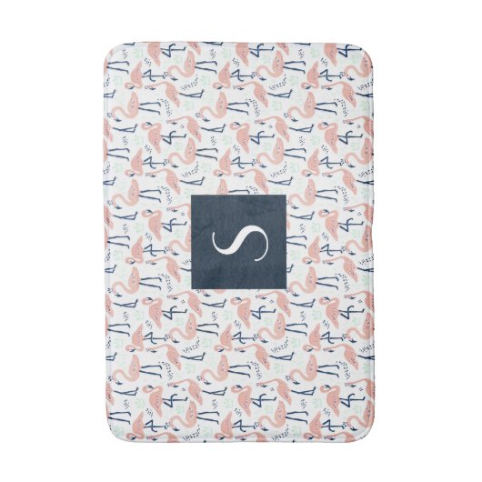 Modern roze flamingo monogram badmat (Voorkant Verticaal)